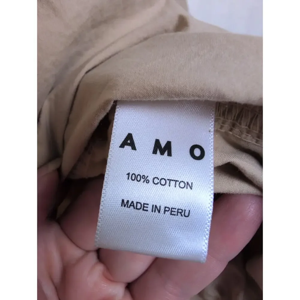 AMO Bridle tan cotton jacket Size Large Lightweight Minimal Moto Coastal